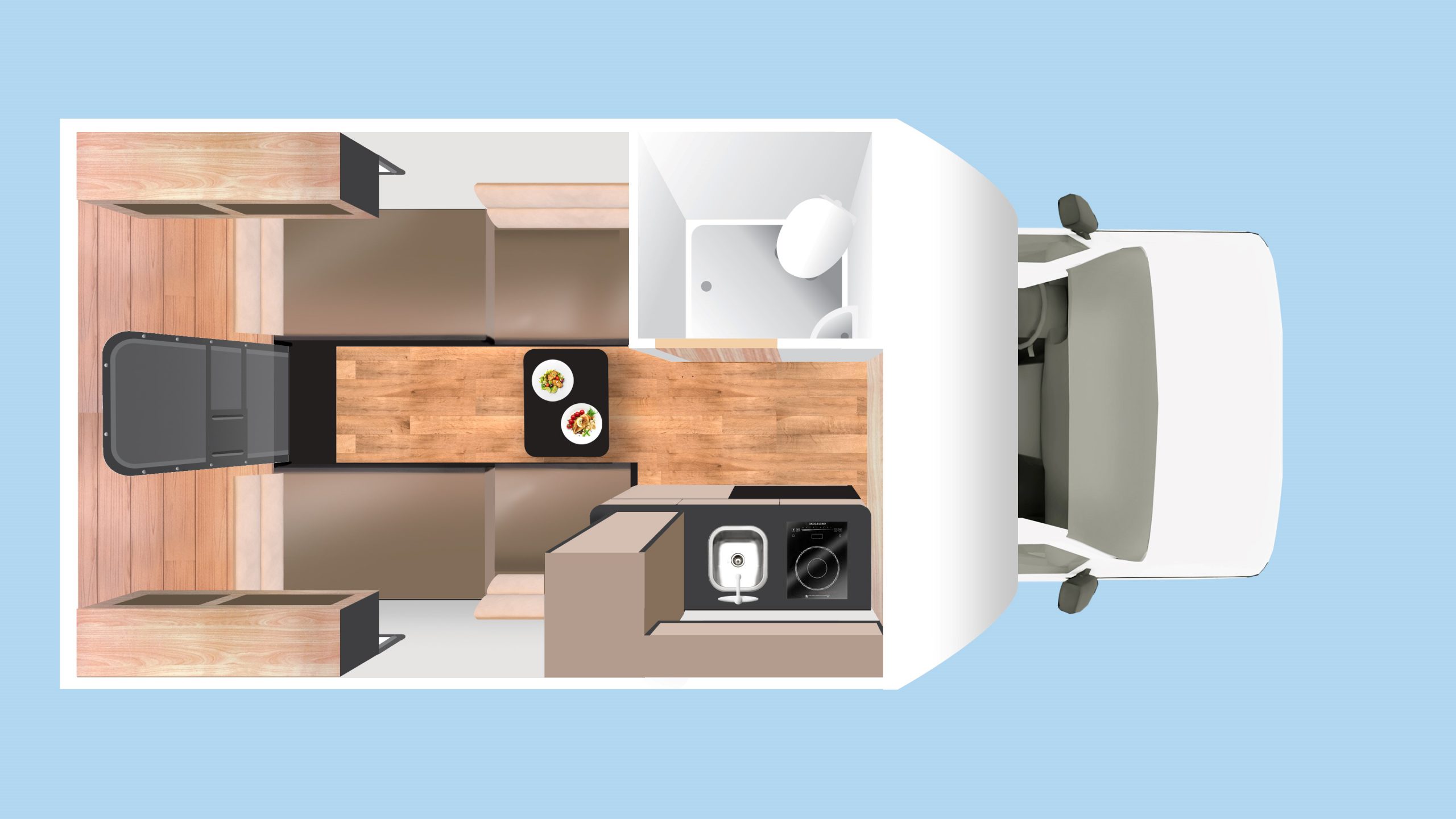 Cruise America, C18 Ultra Compact, Floorplan Day