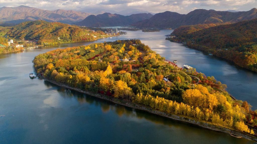 Rondreis Zuid Korea, Excursie Nami Island Tour, Nami Island Bovenaanzicht