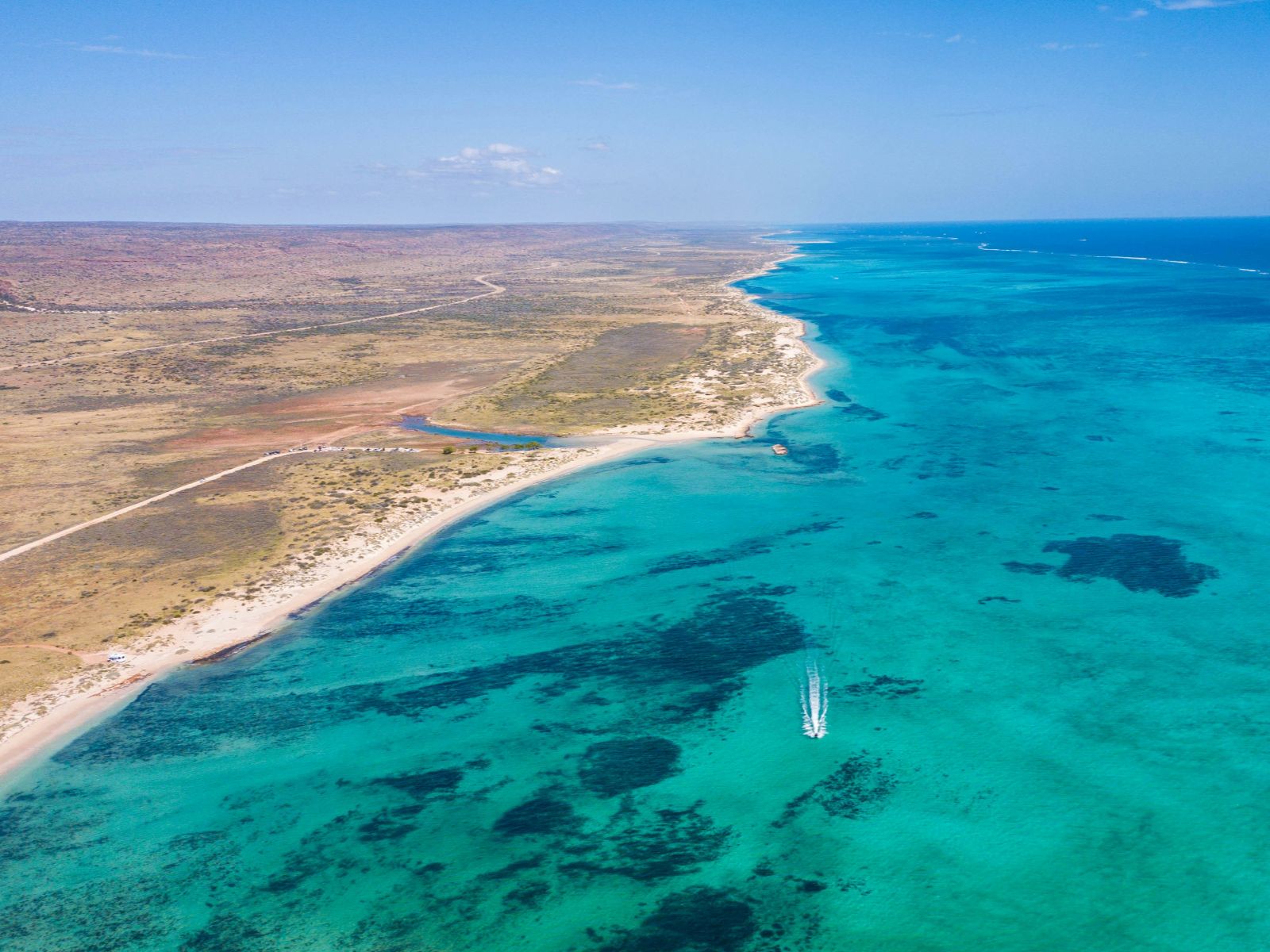 Rondreis Australië, Ningaloo Reef, Bovenaanzicht, Rif Met Bootje