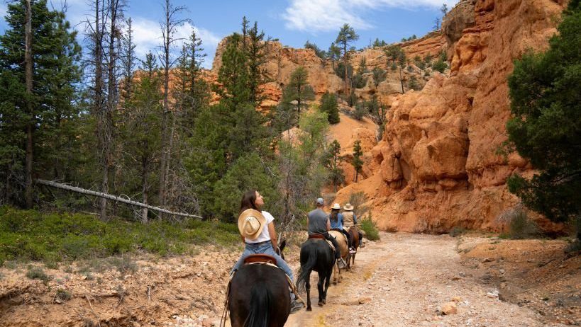 Amerika, Bryce Canyon National Park, mensen te paard
