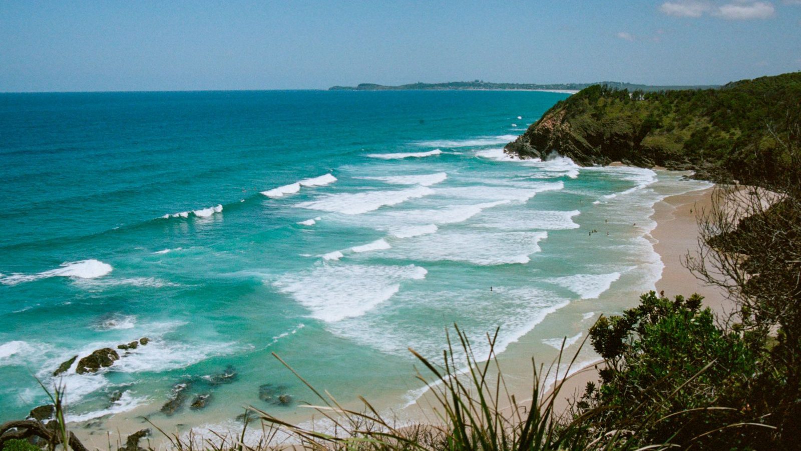 Rondreis Australië, Byron Bay, baai met blauw water
