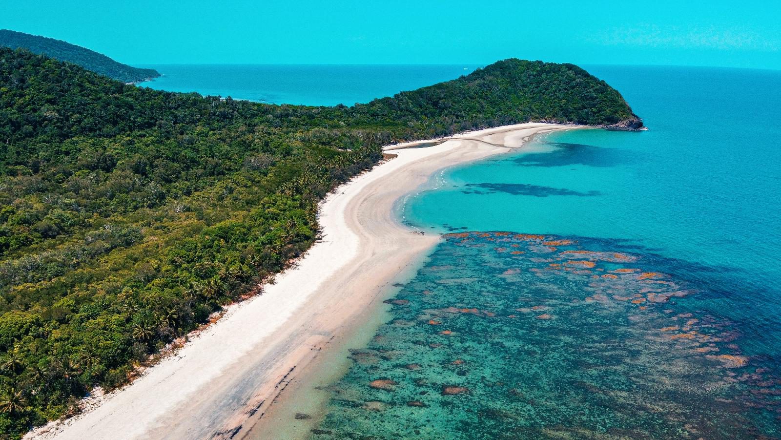 Rondreis Australië, Daintree en Cape Tribulation, bovenaanzicht zee en regenwoud