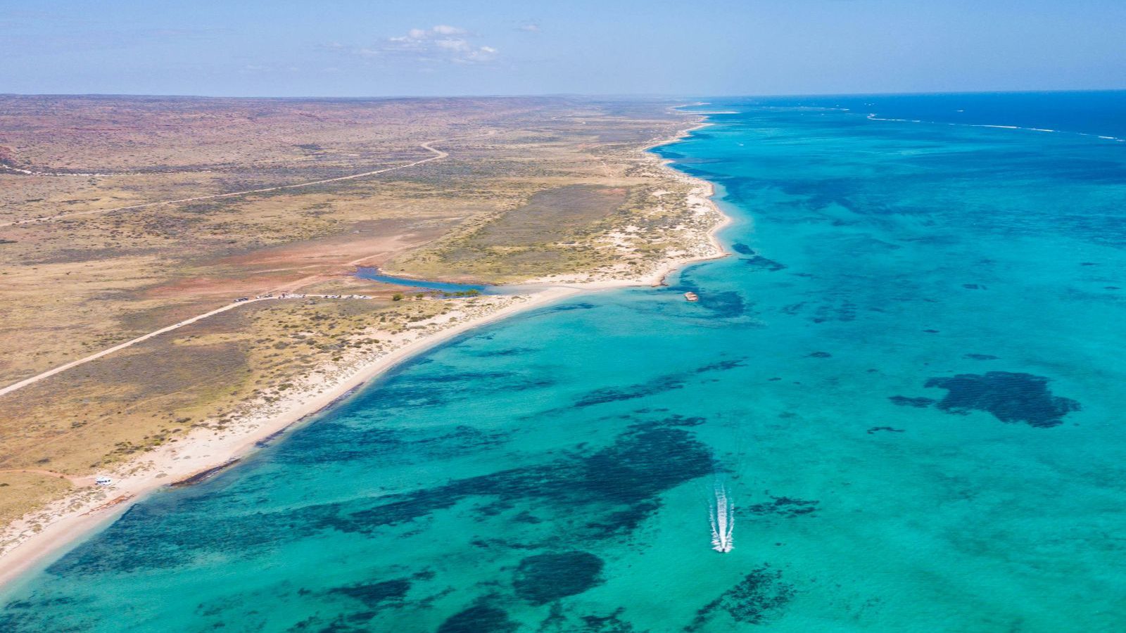 Rondreis Australië, Ningaloo Reef, Bovenaanzicht, Rif Met Bootje
