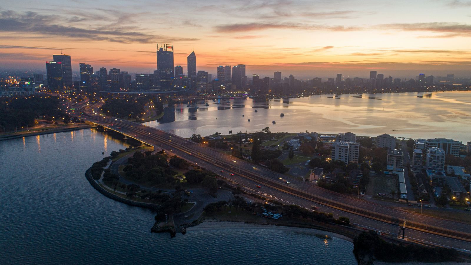 Rondreis Australië, Perth, skyline van bovenaf