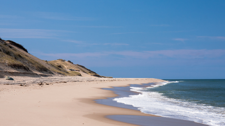 Rondreis Amerika, Noordoost-Amerika, Strand langs de oceaan, in Truro, Cape Cod, Amerika