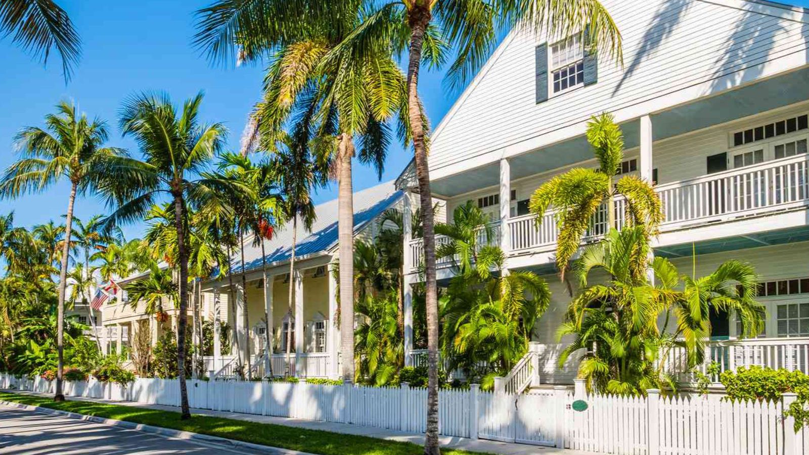 Rondreis Amerika, Key West, Wit huis met palmbomen