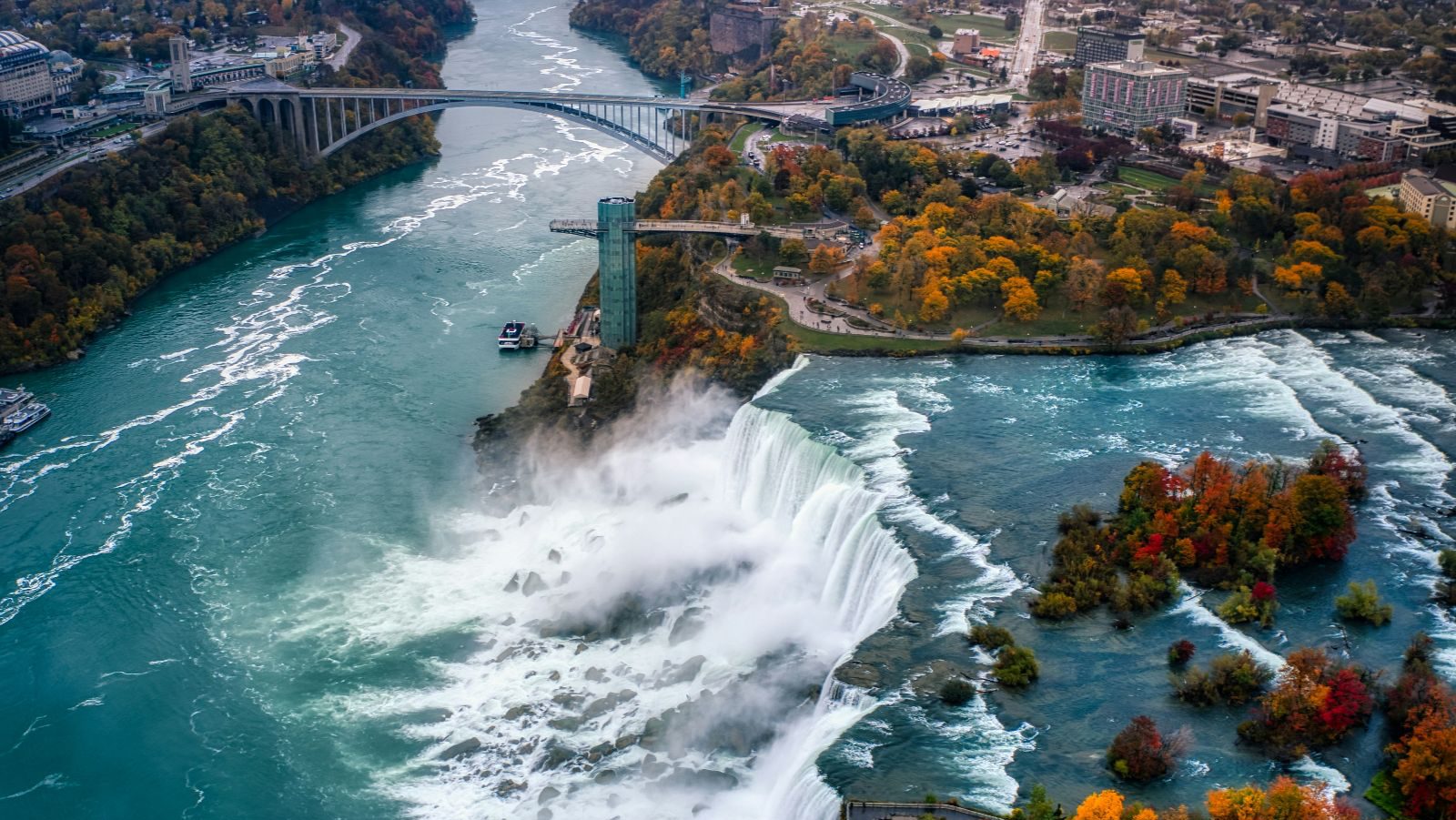 Rondreis Amerika, Noordoost-Amerika, Niagara Falls, watervallen drone foto