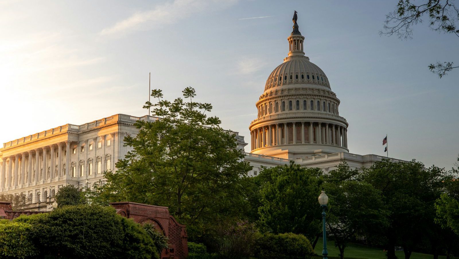 Rondreis Amerika, Noordoost Amerika, Washington DC, Capitol gebouw met bomen