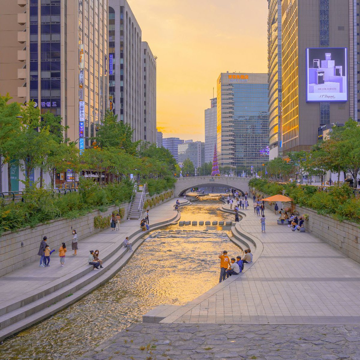 Rondreis Zuid Korea, Seoul, Cheonggyecheon Stream, rivier in de Stad