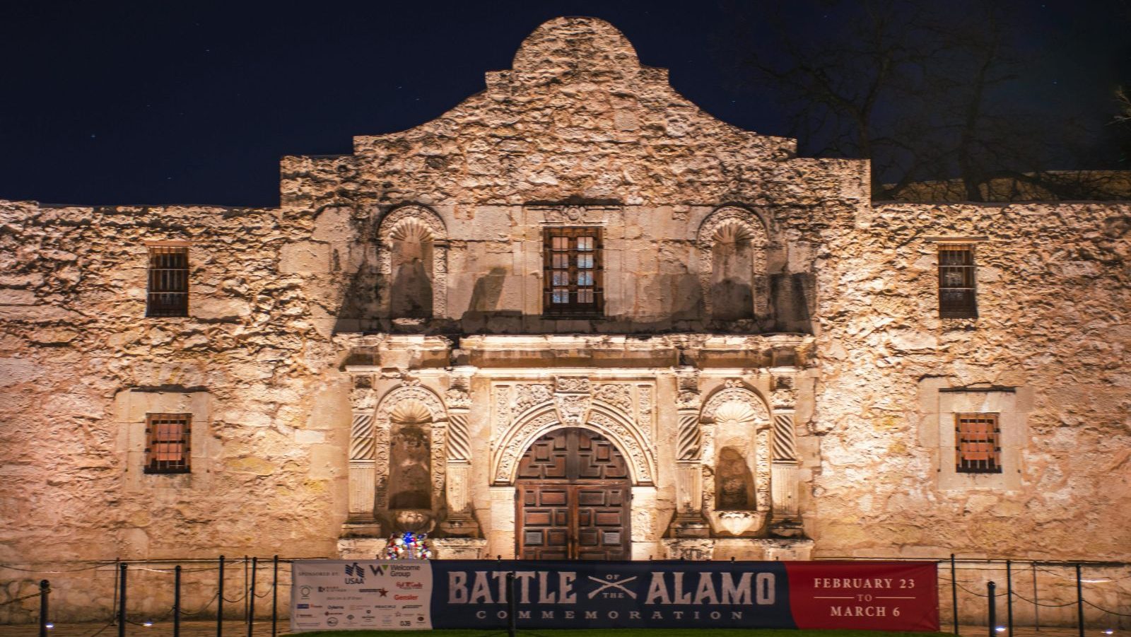 Rondreis Amerika, San Antonio, The Alamo Avond Verlichting