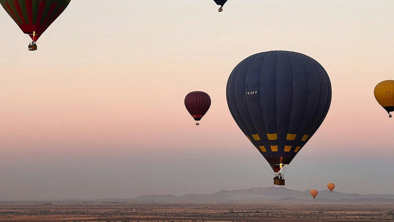 Rondreis Marokko, Marrakech, ballonvaart, meerdere luchtballonen