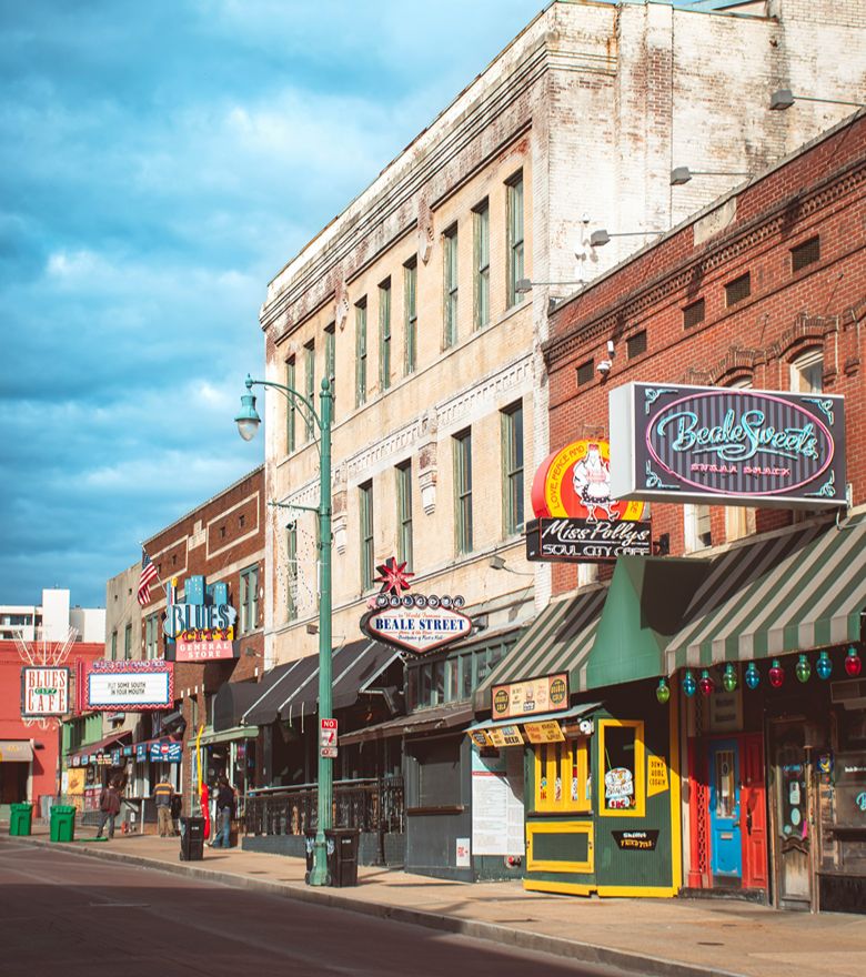 Rondreis Amerika, Deep South, Memphis, straat met muziek in Tenessee
